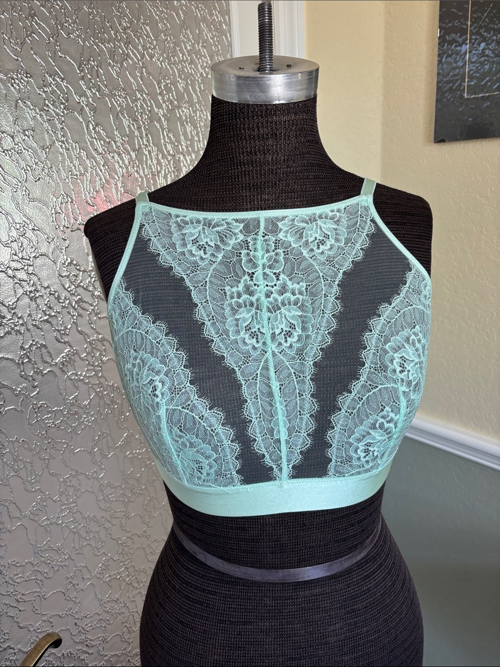 Soma Mint High-Neck Lace Bralette